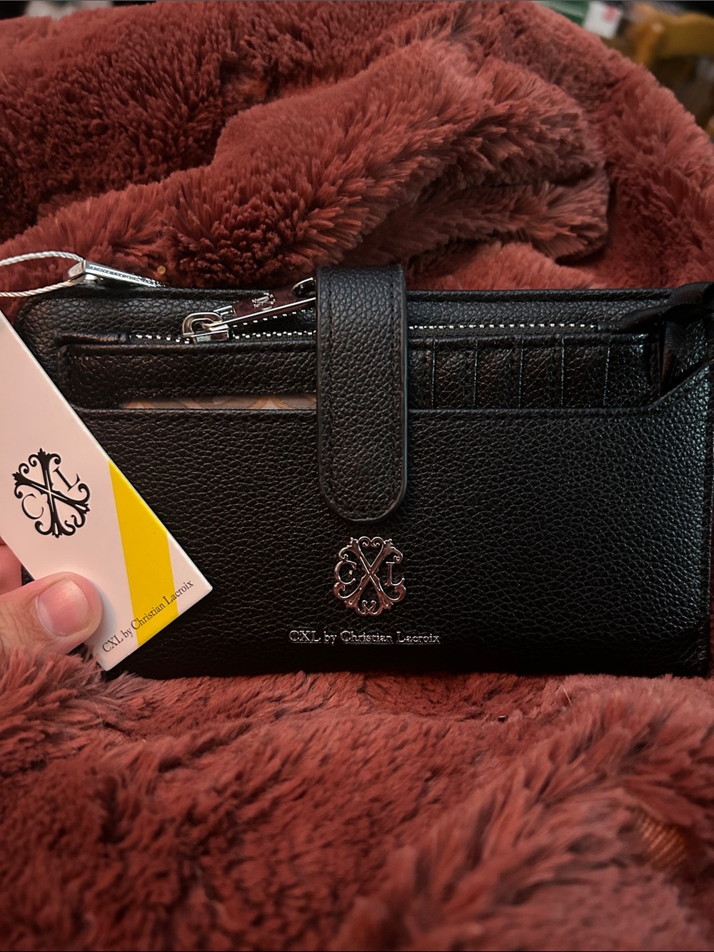 Christian Lacroix Black Pebbled Leather Wallet